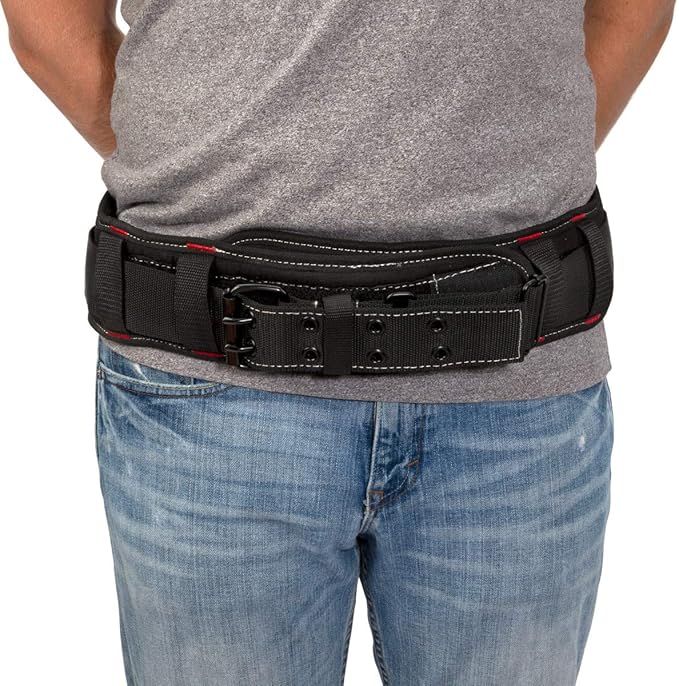Dickies 5-Inch Padded Work Belt with Double-Tongue Roller Buckle, Adjusts to Fit Waists 32 to 52 inches, Black