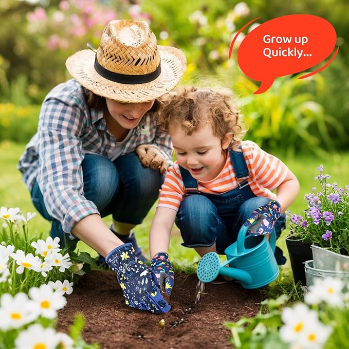 Gardening Gloves for Boys Girls Ages 8-12, Breathable Soft Safety Garden Yard Work Gloves for Kids Children Leather Thorn Proof for Playing, Digging, Planting,Pruning