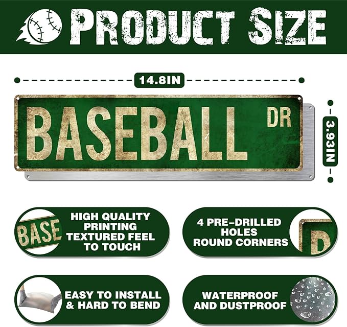 Rasonus Baseball Gifts for Boys 8-12 Accessories Room Decor Cool Stuff Sports Bedroom Posters Baseball Gear Wall Art Teen Boys Birthday Christmas Party Decorations