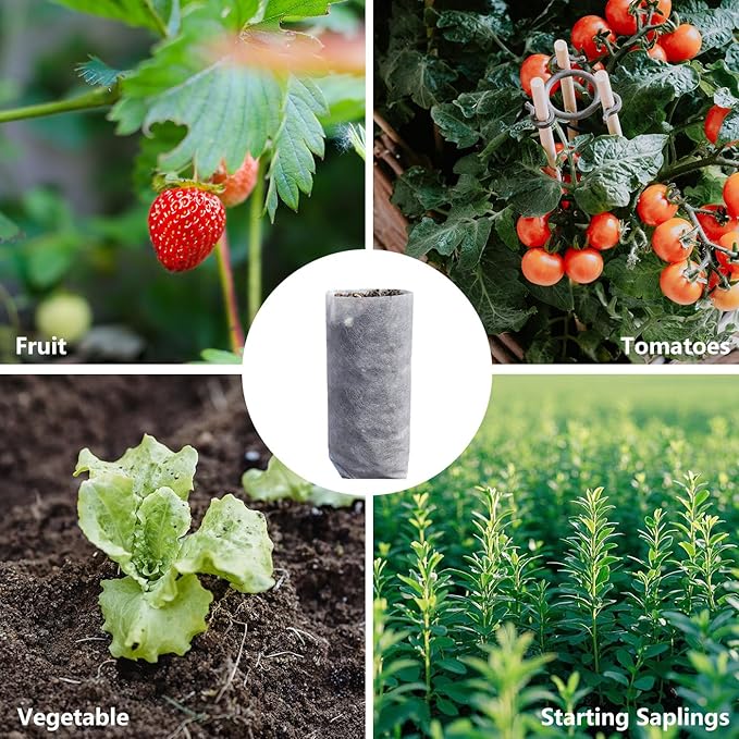 Belit 50 Pcs 10.2" H Deep Nursery Grow Bags, Non-Woven Plants Pots Container for Starting Rooted Plants Vegetable, Flower, Seedling Tree