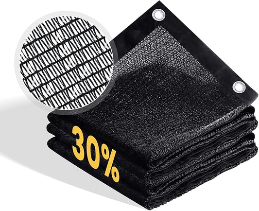 VICLLAX 30% Shade Cloth, 6x7FT Durable Black Mesh Trap with Every 3 FT Grommet, Sun Shade Fabric Netting for for Plants Cover, Greenhouse, Chicken Coop, Barn Kennel, Garden Patio