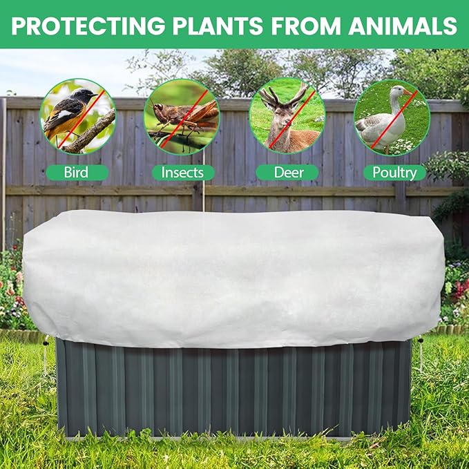 Plant Covers Freeze Protection, 2 Pack 6.1 x 3 x 1.6 ft Rectangular Raised Garden Bed Cover with Drawstring, 2.47oz/yd² Large Garden Box Frost Blankets Reusable Frost Cloth for Winter Outdoor Plants