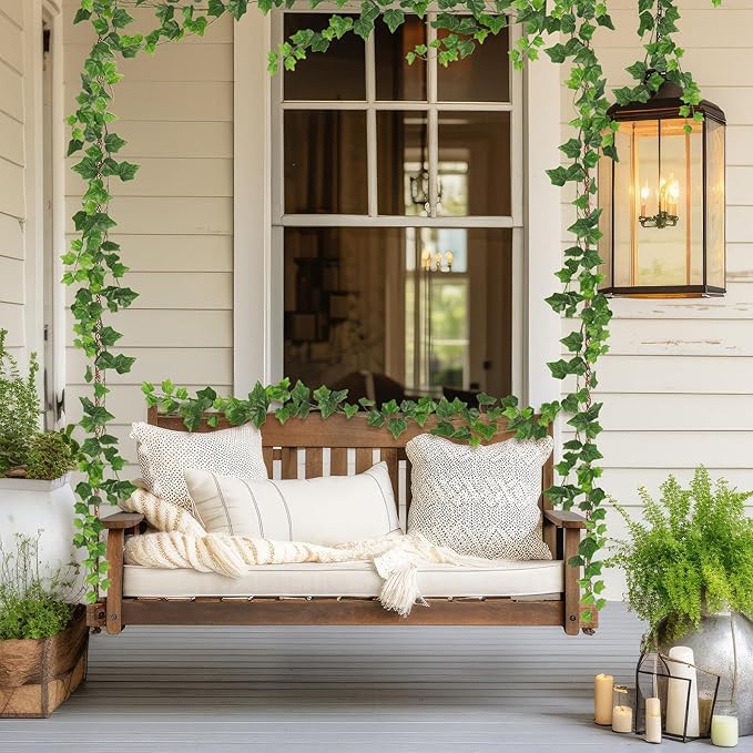 RECUTMS 2Pcs Fake Vines 74.8inch Artificial Ivy Garland Hanging Plants with Silk Leaves Greenery Decoration for Indoor Outdoor Wedding Home Kitchen Garden Office