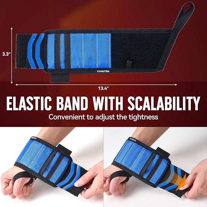 Gifts for Dad, Lanyard Magnetic Wristband for Tools, Birthday Gifts for Men, Lightweight 1680D Double Oxford Fabric, 12 Super Strong Magnets, Gifts for Men, Women, Blue