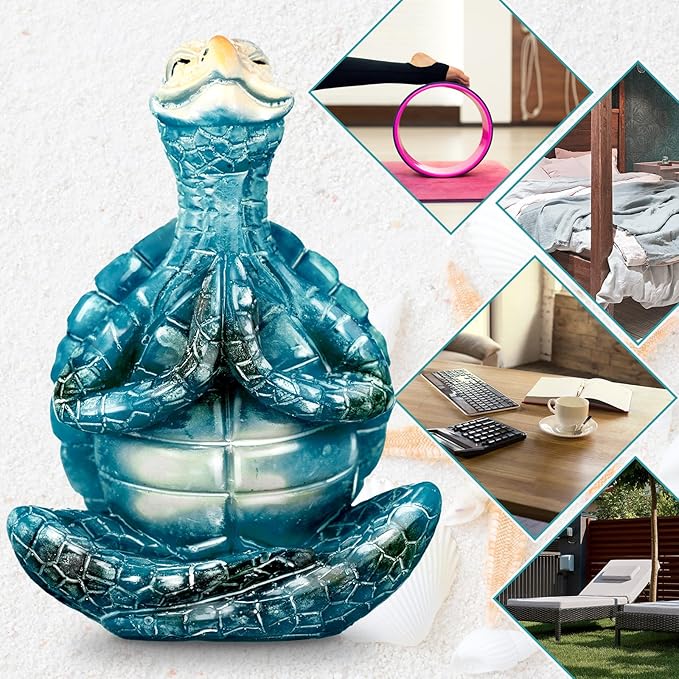 4 Pcs Sea Turtle Meditation Yoga Decor Zen Sea Turtles Garden Statue Figurines Coastal Ocean Beach Bathroom Decor Turtle Gifts for Women Yogis Home Office Decorations(Fashion)