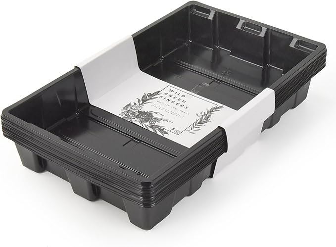 10 Seed Starting Plant Growing Trays (Without Holes) - Durable, Reusable - Grow and Start Seeds, Good for Your Greenhouse, microgreens and Hydroponics - Pack of 10 Flats