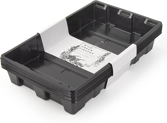 10 Seed Starting Plant Growing Trays (Without Holes) - Durable, Reusable - Grow and Start Seeds, Good for Your Greenhouse, microgreens and Hydroponics - Pack of 10 Flats