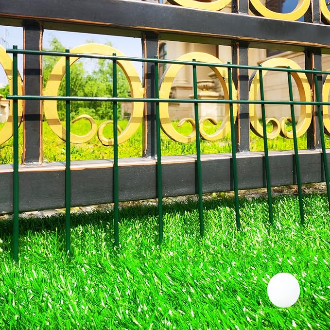 Adavin No Dig Animal Barrier Fence Green Garden Fences, 10 Pack 20 in(L) X10 in(H) Dog Under Fence Barriers, 2 Inch Gap for Dog Rabbits Fences Panel Ground Stakes for Outdoor Patio. Total 17 Ft(L)