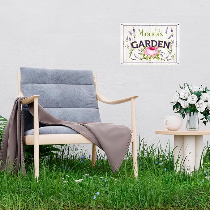 Custom Garden Sign, Christmas Present, Personalized Name/Text for Backyard Décor Sign, 10x14 Inches, Rust Free .040 Aluminum, Fade Resistant, Made in USA by Sigo Signs