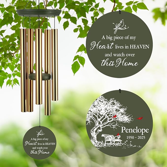 ASTARIN Personalized Wind Chimes Memorial, 30/36 in Cardinal Memorial Wind Chimes, Life Tree Custom Sympathy Gifts in Loving Memory of Mom/Dad, Wind Chime for Loss of Loved Ones(Produced in USA)