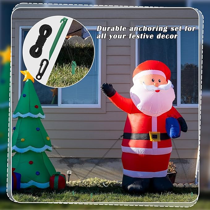 Aodaer 36 Pieces Plastic Inflatable Stakes Set Heavy Duty Halloween Christmas Yard Stake with Ropes and Hooks Anchoring Ground Stake for Xmas Garden Inflatables Accessories, Green