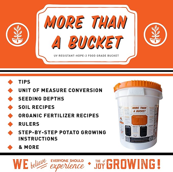 5 Gallon Bucket with Easy On/Off Ratcheting Lid - 3 Buckets - HDPE, Food Grade, BPA Free - Gardening & Composting Info - All Purpose Pail