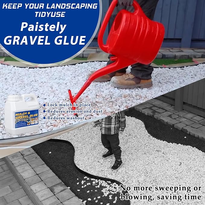 Mulch and Rock Glue for Landscaping, Fast Drying Lockdown Sticky Rock Glue, Reliable and Non-Toxic Gravel Binder for Rocks, and Pea Gravel, Lasts up to 12-24 Months