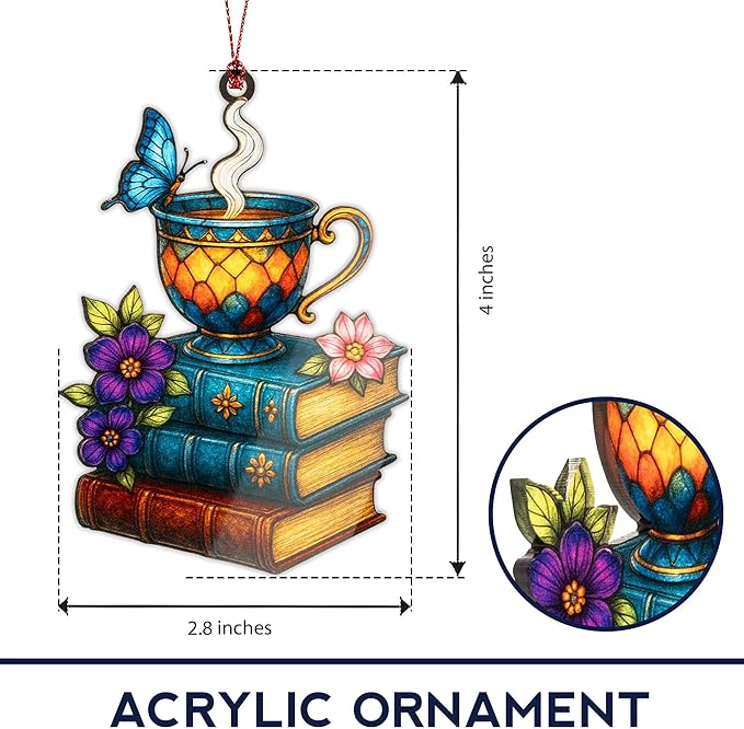 ONM-509-RST-BookTR1 Funny Christmas Book Ornament 2025-book Lover Gifts for Women-Book Ornaments for Christmas Tree-Bookish Gifts-Christmas Ornaments 2025 for Gift, Decor, Exchange