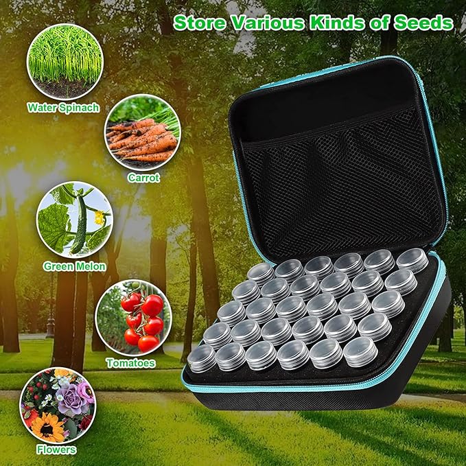 30 pcs Seed Storage Organizer, Seed Organizer Storage Box with 30 Label Sticker, Flower Plant Garden Seed Storage Containers Can Be Used for Seeds, Jewelry, Diamond Storage