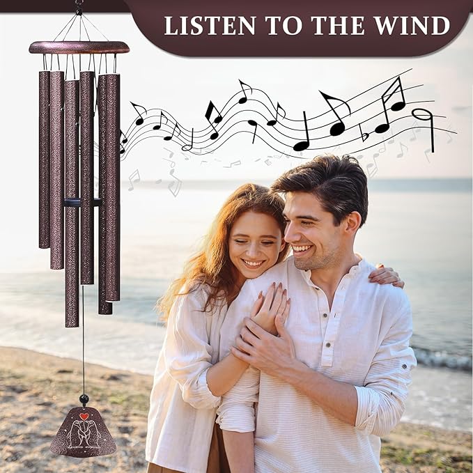 Gifts for Him Her Boyfriend Girlfriend, Romantic I Love You Gift 32" Wind Chimes, Wedding Anniversary Birthday Gifts for Women Men, Penguin Present, Couple Gift for Wife Husband Christmas