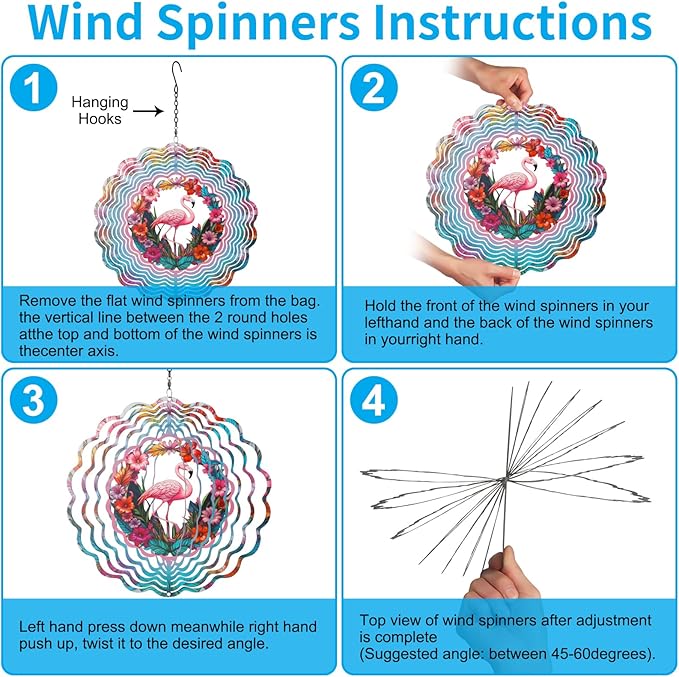 Metal Wind Spinners for Outdoor,Birthday Gifts for Women Mom Grandma, 12 Inch Flamingos Wind Spinner, Kinetic Sculpture Garden Decor for Ornament Gifts