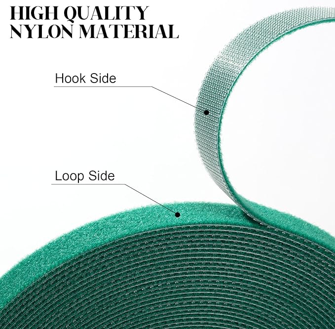 4 Roll Plant Tape Garden Ties, 131 Ft Green Plant Ties for Climbing Plants, 1/2" Adjustable Twist Ties for Plants Support, Reusable Nylon Gardening Tape for Growing, Home, Office