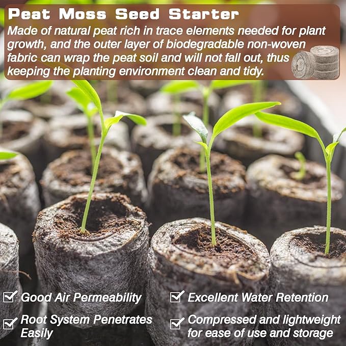 ZeeDix 100Pcs 30mm Peat Pellets for Seedlings, Seed Starter Pods Seed Starting Plugs Soil, Compressed Nutrient Block Potting Soil Discs Pellet for Planting Herbs Flowers Vegetables
