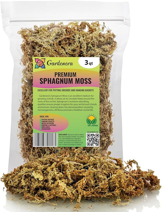 Premium New Zealand Sphagnum Moss by Gardenera - Organic Hand Mixed Long Fibered Sphagnum Moss Orchid - 3 Quart
