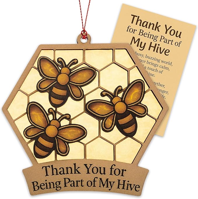 Bee Ornament - Honeybee Decor - bee Gift for Women - bee Gifts - bee Decorations for Home - Christmas Ornament 2025 - White Elephant Gifts - Xmas Tree Funny Decoration RUSATEN Hive
