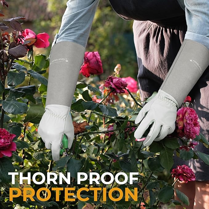 HANDLANDY Long Garden Gloves Thorn Proof for Women & Men, Rose Pruning Gauntlet Gloves, Best Protection Tool for Gardener