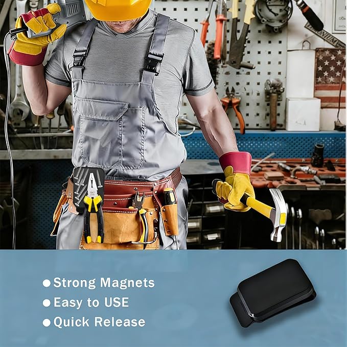 Magnetic Tool Holder Super Strong Tool Holster, Magnet Belt Clip Neodymium Magnet Leather Sleeve for Screws, Hammers, Sockets, Pliers, Drills, Wrenches Magnetic Tools and Hardware 2 Pcs