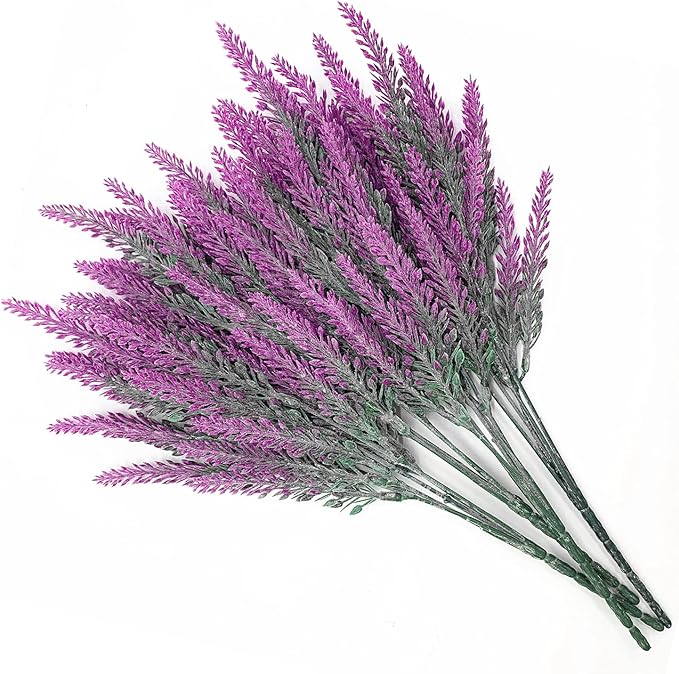 CATTREE Artificial Lavender - Fuchsia 4 Pack, Fake Flowers Plastic Plants Shrubs Bushes for Indoor Outdoor Home Wedding Bridal Party Garden DIY Centerpieces Arrangements Simulation Craft Decoration