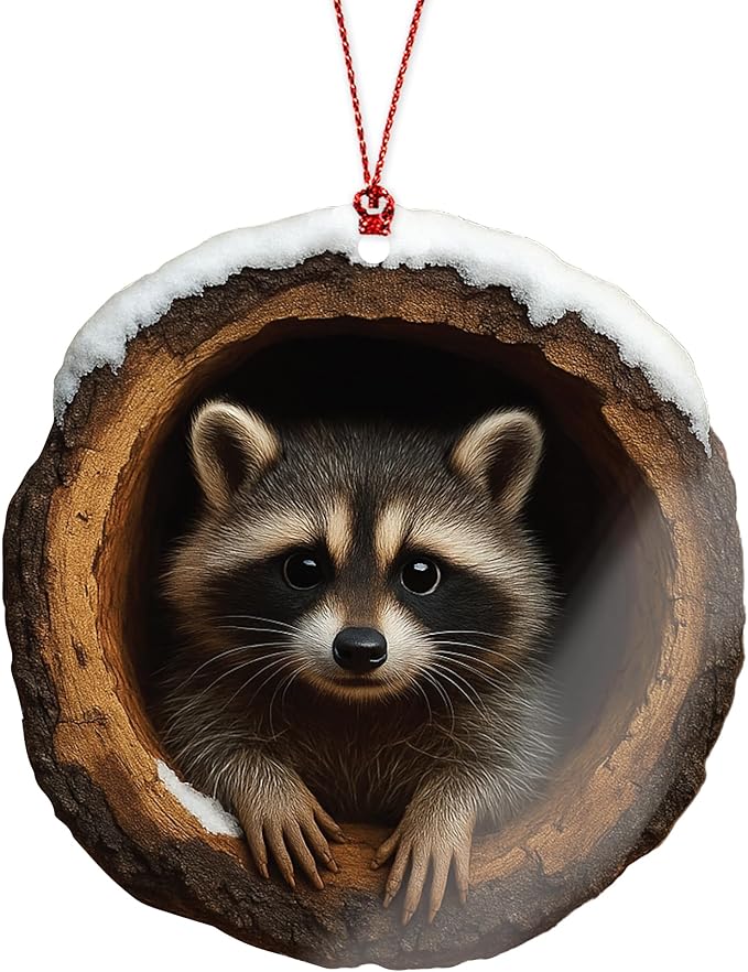 Funny Christmas Ornaments - Raccon Gifts - Raccoon Christmas Ornaments - Animal Lovers Ornaments - Racoon Ornament - Christmas Ornament 2025 - White Elephant Gifts - Xmas Tree Funny Decoration