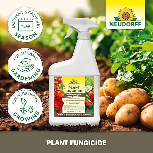 Neudorff Plant Fungicide Spray, Copper Soap Fungicide for Roses, Fruits & Vegetables Control Powdery Mildew and Other Diseases and Fungus for Organic Gardening, Ready-to-Use (32 oz)