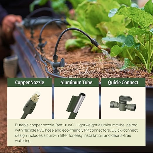 Vego Garden Irrigation Kit - Drip Irrigation System for Raised Garden Beds, Efficient Watering Solution for Vegetables, Flowers, and Plants, Easy DIY Installation (Small)