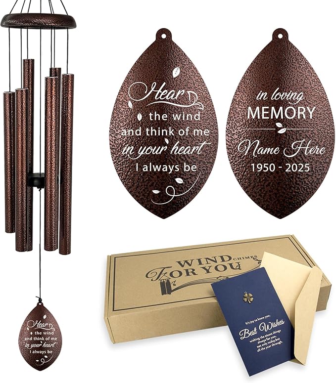 ASTARIN Sympathy Wind Chimes Custom, Personalized Dragonfly Wind Chimes Sympathy Gifts for Remembrance, Bereavement Gift for Men in Memory Wind Chime, 36 inch Windchime(Produced in USA)