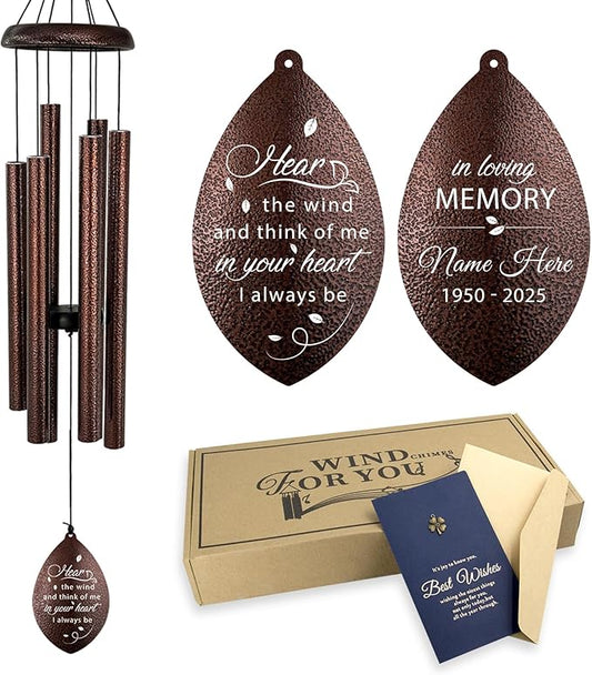 ASTARIN Sympathy Wind Chimes Custom, Personalized Dragonfly Wind Chimes Sympathy Gifts for Remembrance, Bereavement Gift for Men in Memory Wind Chime, 36 inch Windchime(Produced in USA)