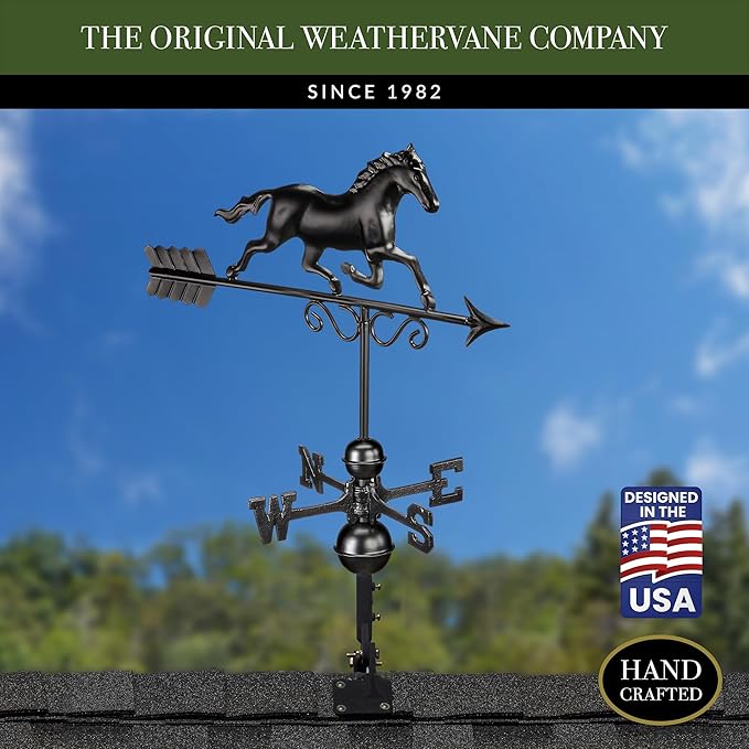 Galloping Horse Weathervane 1974K - Black Finish by Good Directions, 24"L x 15"H