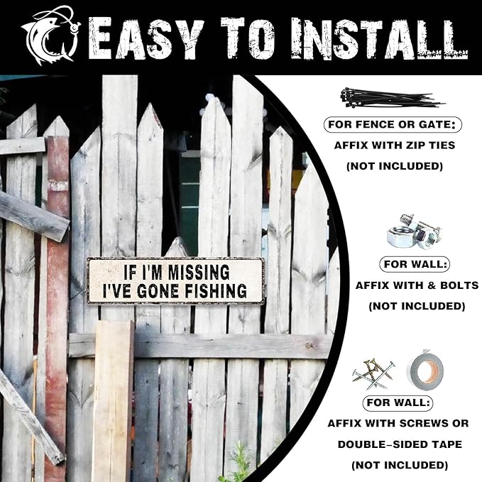 Funny Gone Fishing Gifts for Men, Fishing Gear Decor, Fish Accessories, Man Cave Dorm Door & Home Room Decoration, Birthday, Fathers Day & Christmas Gift