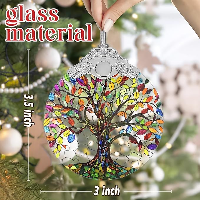 Tree of Life Stained Glass Hanging Decor - Christmas Ornaments - Gifts for Her & Him