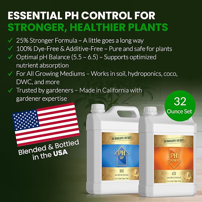 Humboldts Secret pH Up and pH Down Control Kit | Liquid Nutrient Solution Balancer for Plants | for Soil, Hydroponic, Coco, and DWC Systems | Supports Nutrient Absorption and Growth | 32 Ounce