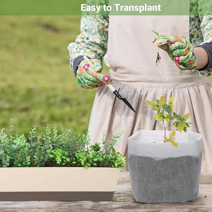 GREANER Biodegradable Plant Pots, 15.7"x14.2" Non-Woven Seedling Nursery Bags, 20-Pack Durable Garden Bags for Vegetable, Flower, Plant Grow