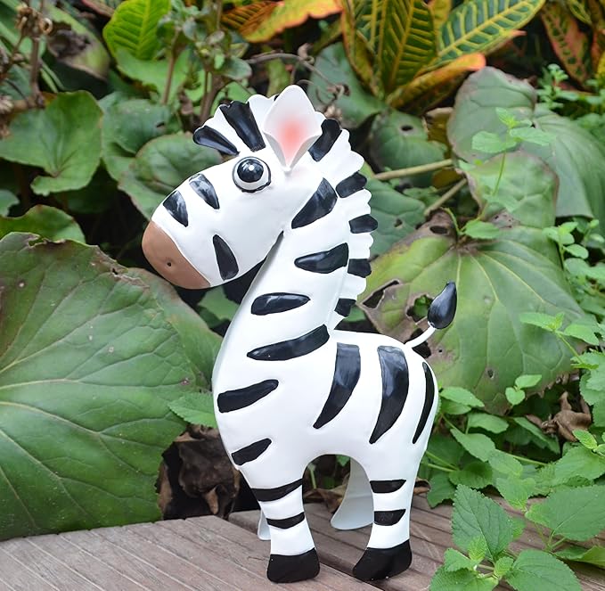 GIFTME 5 Metal Zebra Figurine Garden Outdoor Sculptures Decor,Cartoon Zebra Statues Home Decor for Kid's,Women,Family