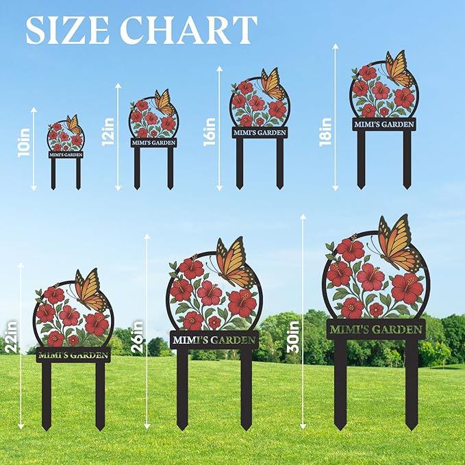 Personalized Garden Signs, Colorful Butterfly Garden Decor for Outside, Decorative Yard Stakes, Metal Yard Art, Patio Decor, Custom Last Name Sign, Lawn Art, Gardening Gifts Color05
