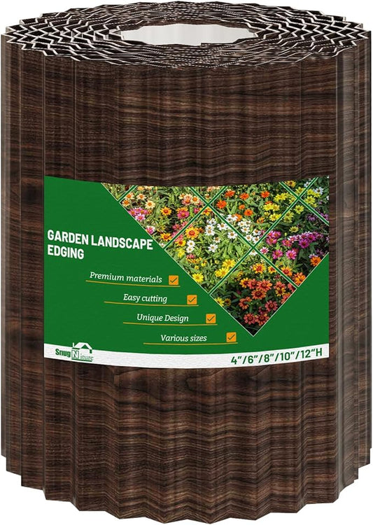 SnugNiture Corrugated Metal Garden Edging,12" x 20' Sturdy Lawn Edging Border,Landscape Edging Border for Lawn, Flower Bed,Garden and Yard(Brown)