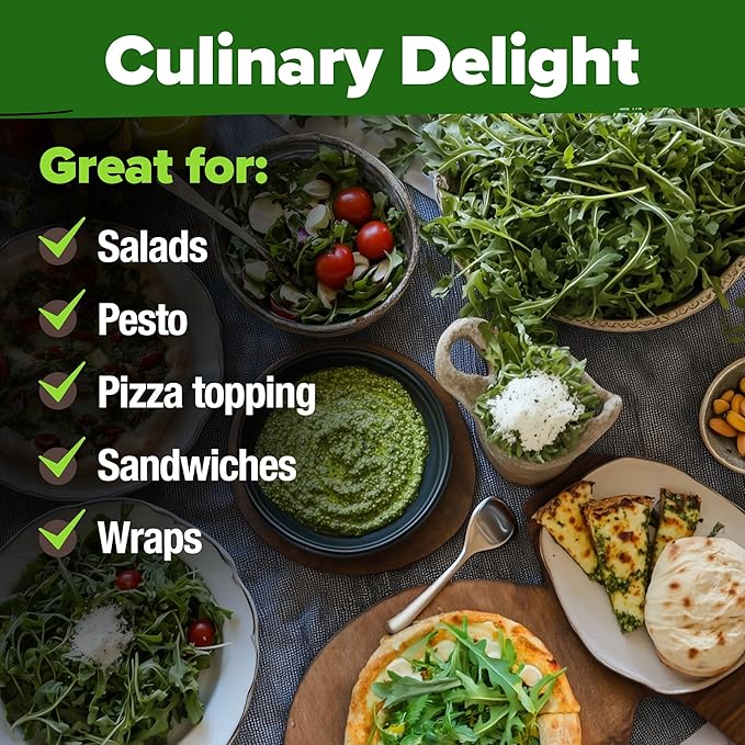HOME GROWN Arugula Roquette Seeds Pack Non GMO 2,175 Heirloom Arugula Seeds for Planting Best for Outdoor Gardens,Providing Fast-Growing Greens for Salads - Eruca vesicaria
