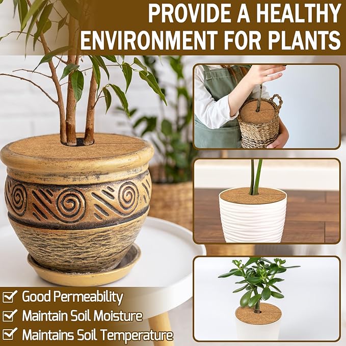 ZeeDix 12 Pack Coconut Fiber Mulch Ring, 11.8 Inch Coco Coir Tree Ring Mulch Mat, 100% Natural Tree Protector Mat Plant Cover Ring Coconut Coir Discs Tree Mats Mulch Rings for Indoor Outdoor Plants