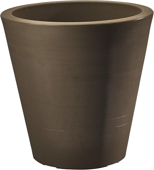 Crescent Garden Madison Planter– Weather-Resistant, Double Walled Indoor/Outdoor Plant Pot with Drain Hole – Durable All-Season Flower Container, 14" W (Mocha)