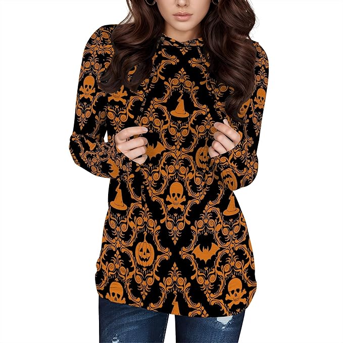 Halloween Womens Pullover Sweatshirts Trendy Drawstring Fall Sweatshirt Halloween Best Gift For Wife And Daughter