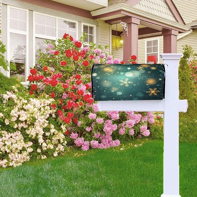 Festive Magnetic Mailbox Cover Snowflake Winter Outdoor Mailbox Protector Holiday Seasonal Decorative Garden Yard Home Large Size 25.5 x 21 Inch