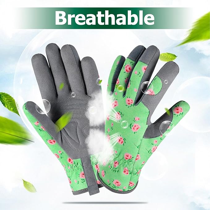 Gardening Gloves for Women,Breathable Leather Work Gloves Thorn Proof Garden Gloves for Yard Garden (Gray)