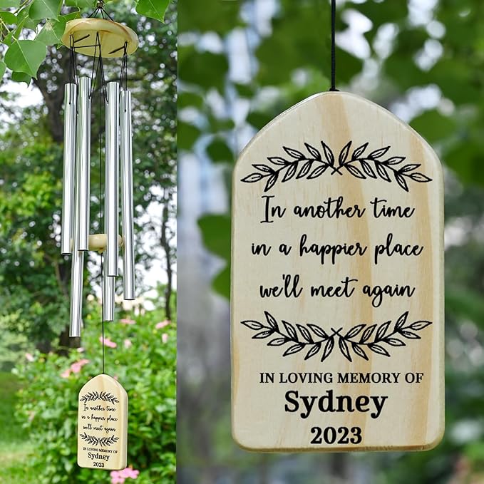 Sympathy Wind Chimes - Memorial Wind Chimes for Loss of Loved One - Bereavement Gifts in Memory of Mom Dad