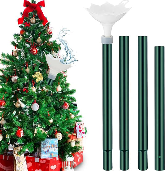 Tioncy Christmas Tree Watering System with Poinsettia Wide Opening Design Stainless Steel Christmas Tree Watering Funnel with Long Funnel Spout for Indoor and Outdoor Trees(White)