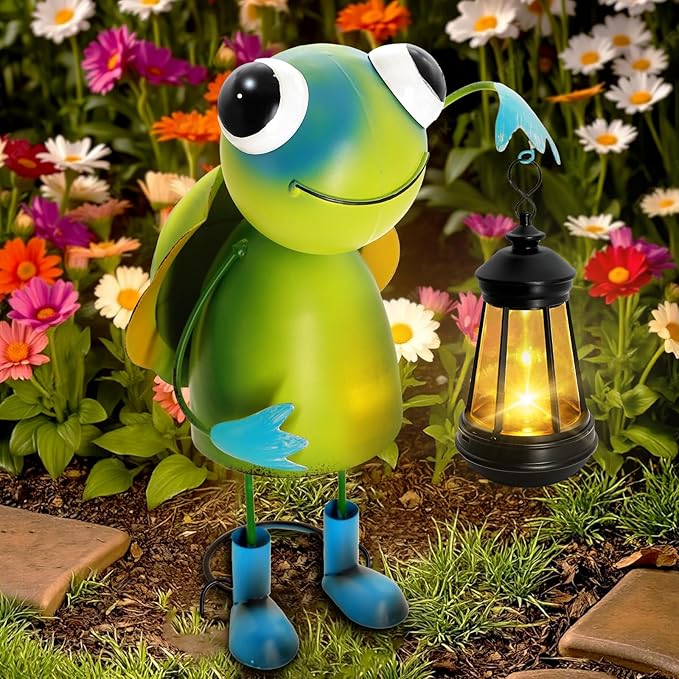 Garden Decor Bee Solar Statues,Unique Garden Statues Turtle with Solar Lantern Waterproof, Birthday Gifts for Women Mom Grandma, Front Patio Balcony Yard Art Lawn Ornaments Porch Outdoor Decoration